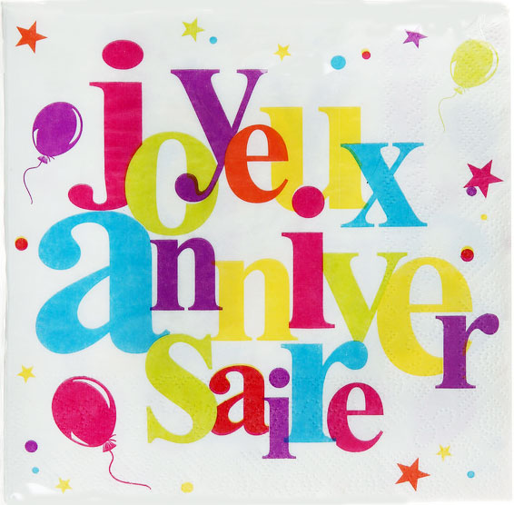 Serviette papier joyeux anniversaire