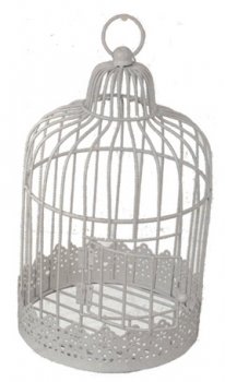 Cage m&eacute;tal blanche ronde
