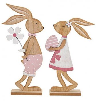 COUPLE LAPIN EN BOIS