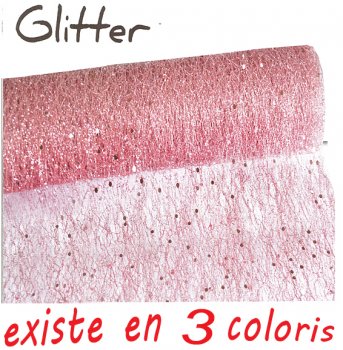 Chemin de table Glitter parsemé de pépites brillantes Or, Argent, ou Rouge - 5m x 30cm