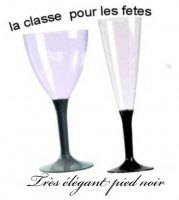 Verre à vin et flutte pied noir